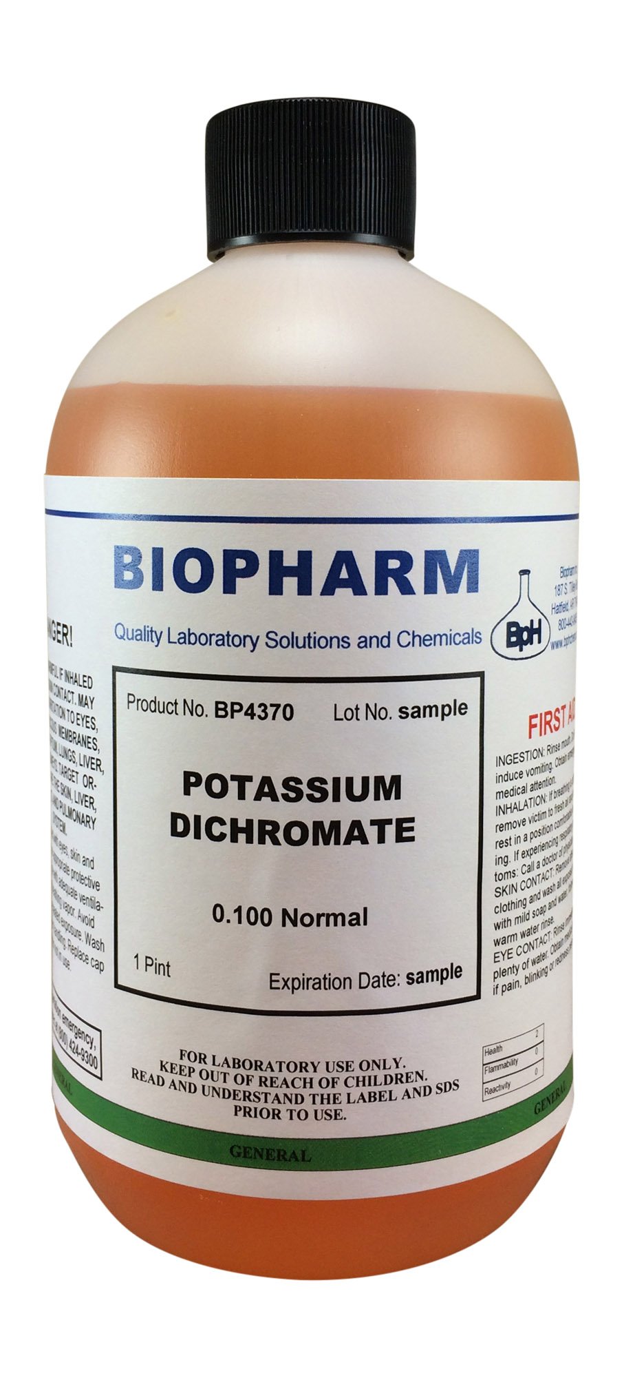 Biopharm Potassium Dichromate 0.100 Normal — 500 mL (1.06 Pint)