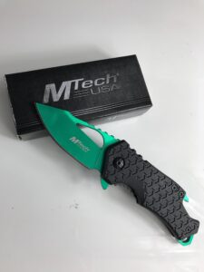 small colored mtech style pocket knife spring asissted (green)