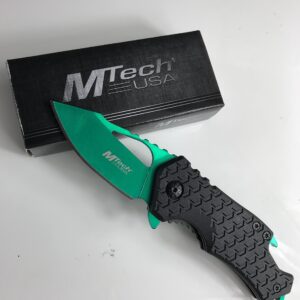 Small Colored MTech Style Pocket Knife Spring Asissted (Green)