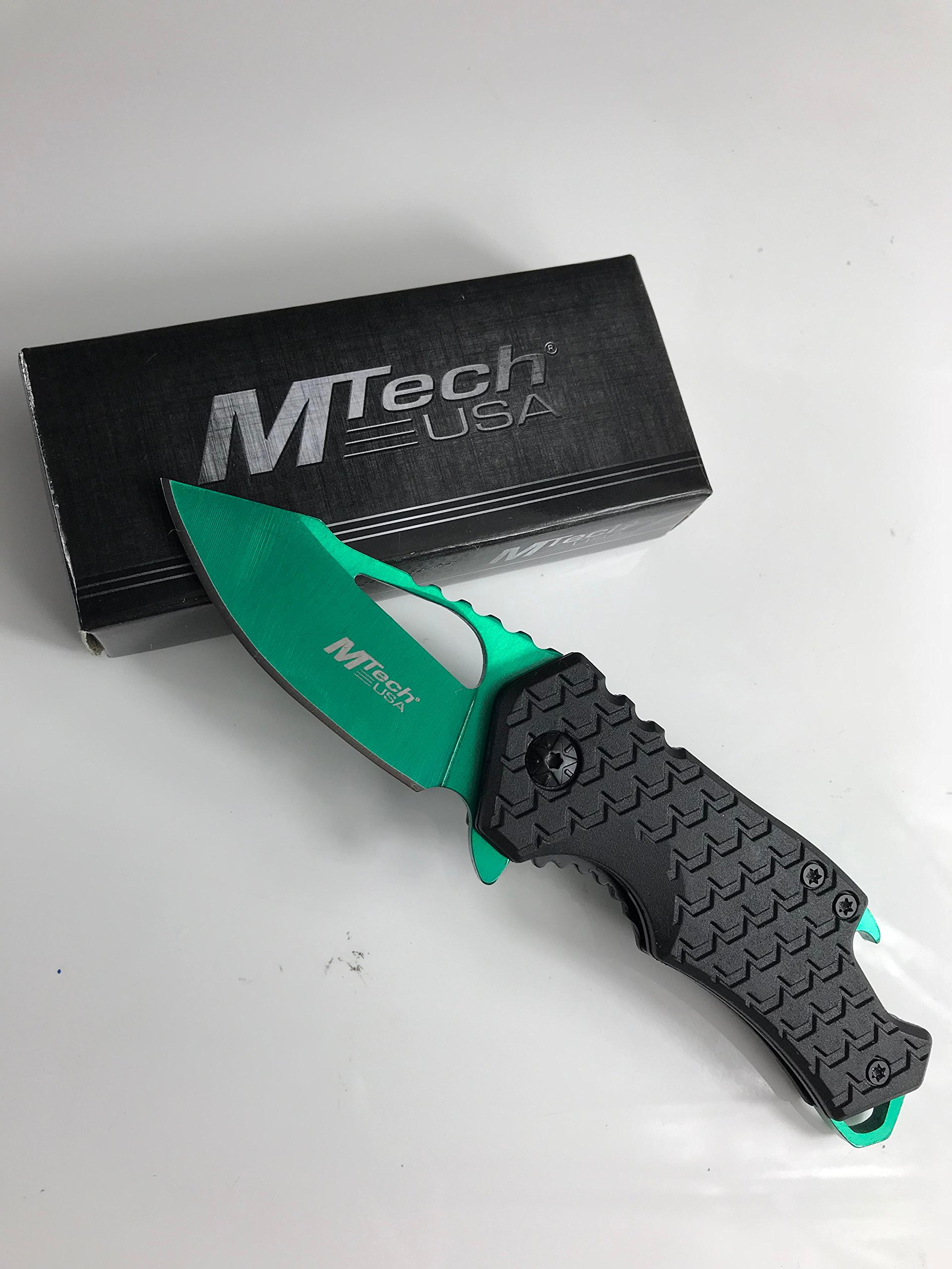 Small Colored MTech Style Pocket Knife Spring Asissted (Green)