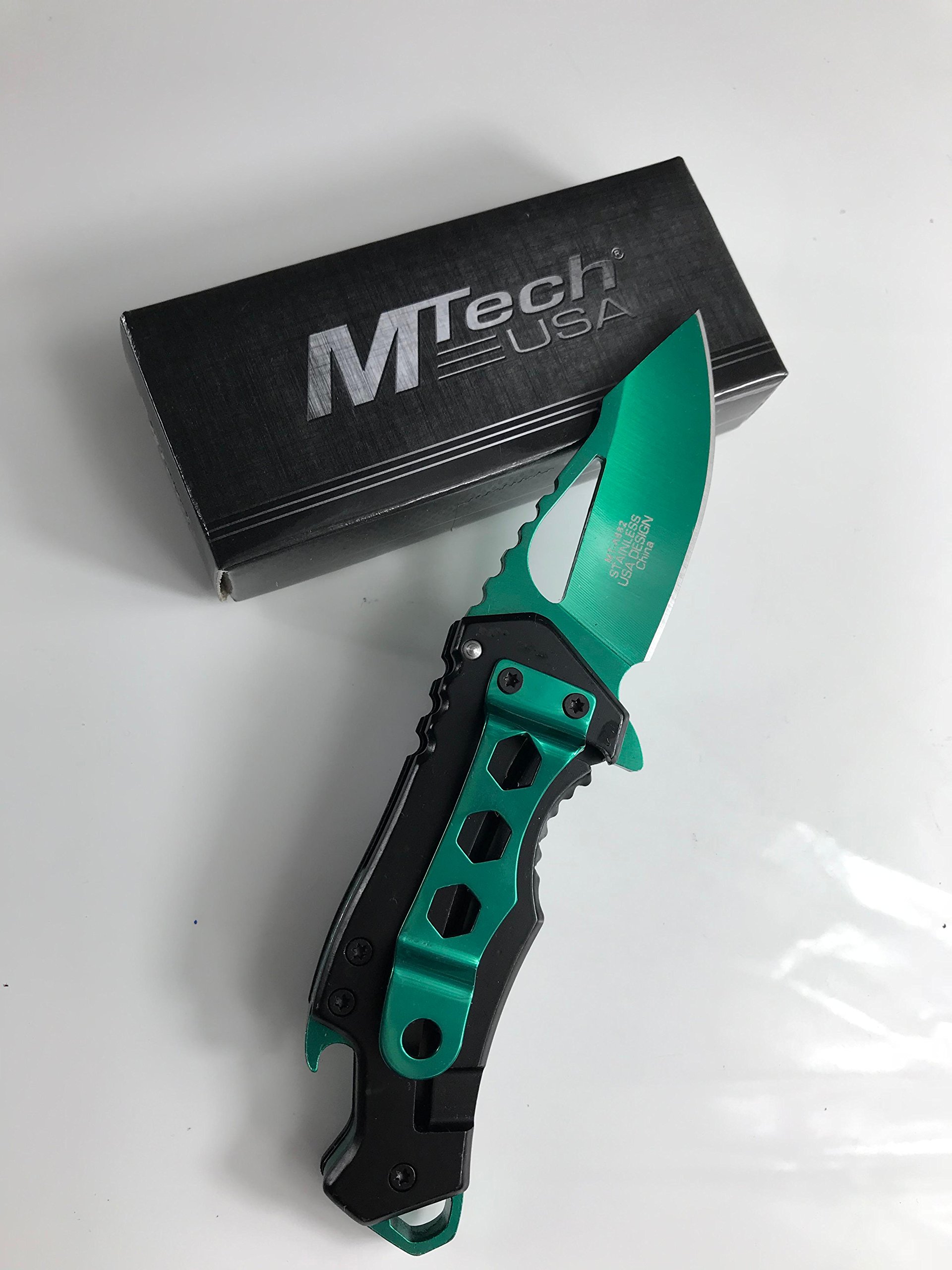 Small Colored MTech Style Pocket Knife Spring Asissted (Green)