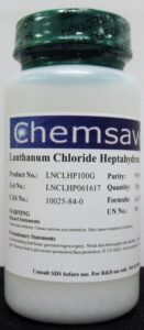 lanthanum chloride heptahydrate, ar grade, 99.95+%, 100g