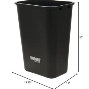 HUBERT Trash Can 41 qt Black Plastic - 15 1/4" L x 11" W x 20" H