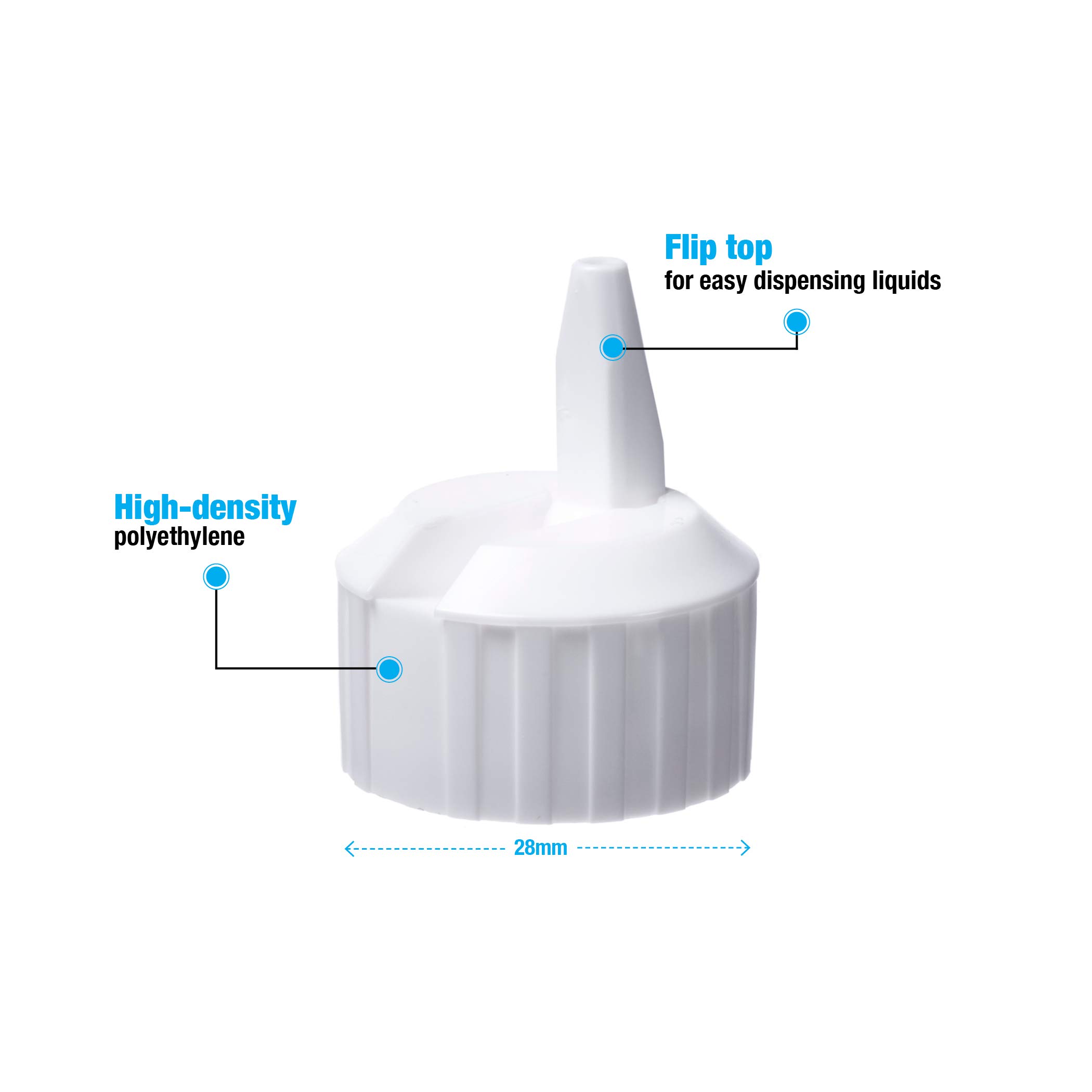 Consolidated Plastics 41244 White Flip Top Dispensing Cap, 28 mm, 28-400 Finish, 12 Piece