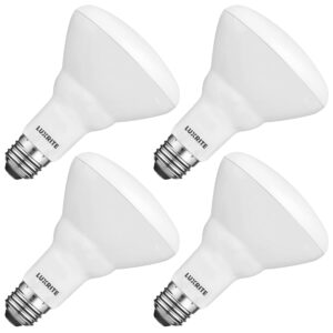 luxrite 4-pack br30 led bulb, 65w equivalent, 6500k daylight, dimmable, 650 lumens, led flood light bulbs, 8.5w, energy star, e26 medium base, damp rated, indoor/outdoor - living room and kitchen