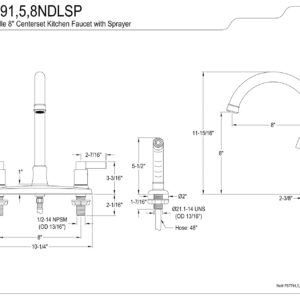 Kingston Brass FB7795NDLSP Nuvofusion 8-inch Centerset Kitchen Faucet, Oil Rubbed Bronze