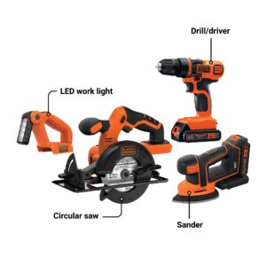 BLACK+DECKER 20V MAX* POWERCONNECT Cordless 4-Tool Combo Kit (​​BD4KITCDCMSL)