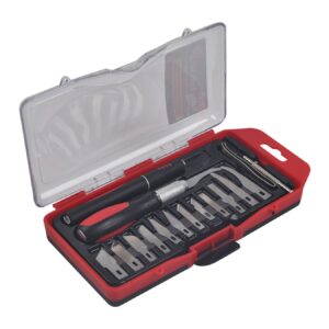 king 16-pc hobby knife set (3164-0) w/precision cutting blade assortment, screwdriver and twizzers