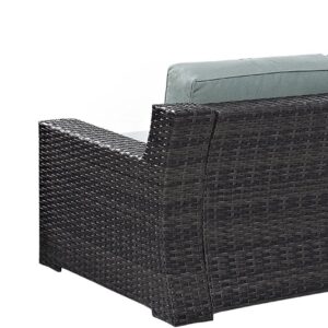 Crosley Furniture Beaufort Beaufort 3-Piece Outdoor Loveseat Patio Furniture Set, Wicker Conversation Sets for Porch, Brown with Mist Cushions