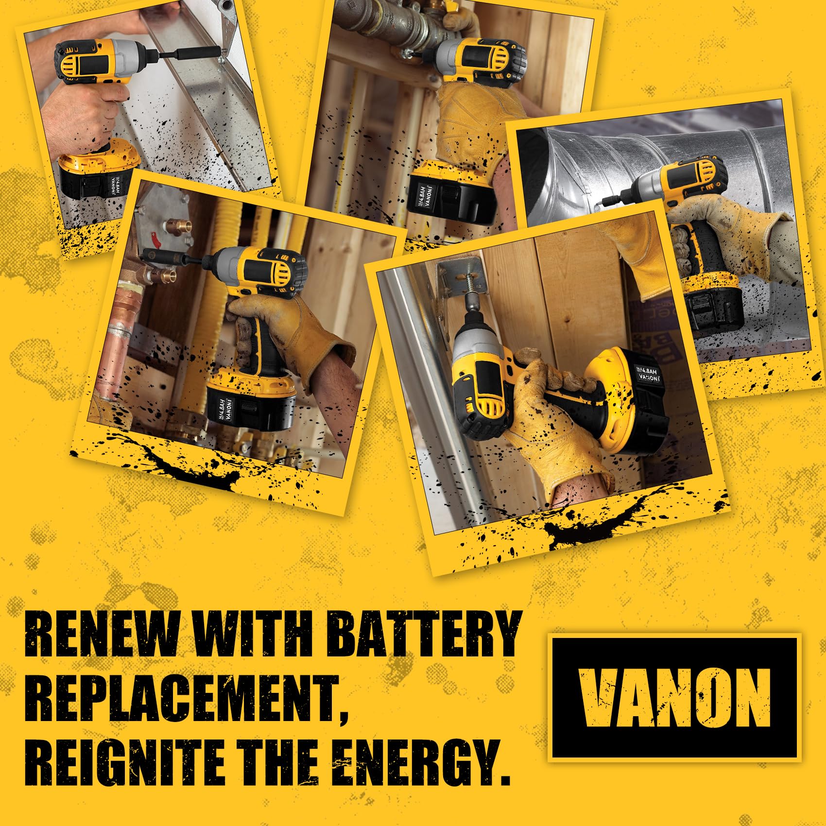 VANON 4.8Ah Replacement for Dewalt 14.4V Battery Ni-MH DC9091 DW9091 DW9094 DE9091 DE9092 DE9038,Compatible with Dewalt 14.4V Cordless Power Tools 2 Pack