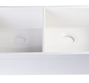 ALFI brand AB512UM-W White Double Bowl Fireclay Undermount Kitchen Sink, 32"