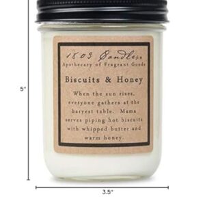 1803 Candles - 14 oz. Jar Soy Candles - (Biscuits and Honey)