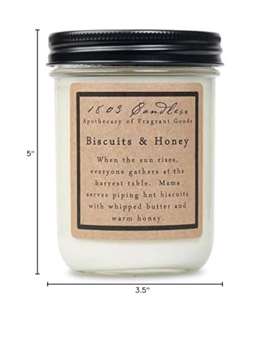 1803 Candles - 14 oz. Jar Soy Candles - (Biscuits and Honey)