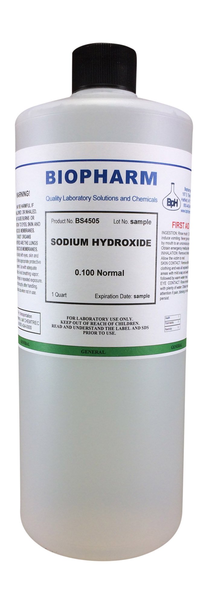 Dilute Solution of Sodium Hydroxide 0.1000 Molar (0.1000 Normal) | 1 Quart (950 mL)