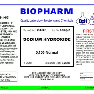 Dilute Solution of Sodium Hydroxide 0.1000 Molar (0.1000 Normal) | 1 Quart (950 mL)