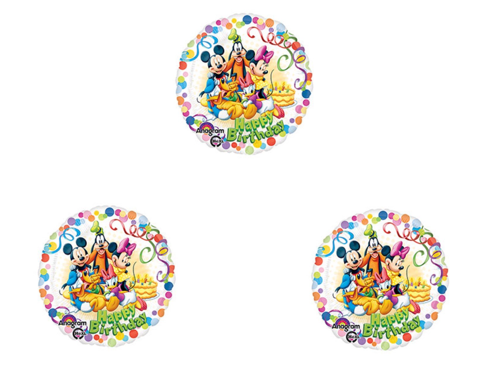 Set of 3 Mickey Mouse Clubhouse Happy Birthday Party Balloons Decorations Supplies Minnie Goofy