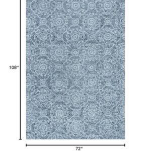 SAFAVIEH Abstract Collection Area Rug - 6' x 9', Blue, Handmade Wool, Ideal for High Traffic Areas in Living Room, Bedroom (ABT207A)