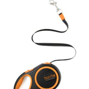 Mighty Paw Retractable Dog Leash - Enhanced Durability with Stainless Steel Coil - Reflective Stitching - One-Touch Lock - Secure Grip Leash - Long Dog Leash - Extend Leash - (Lite, Grey) - Grip Leash