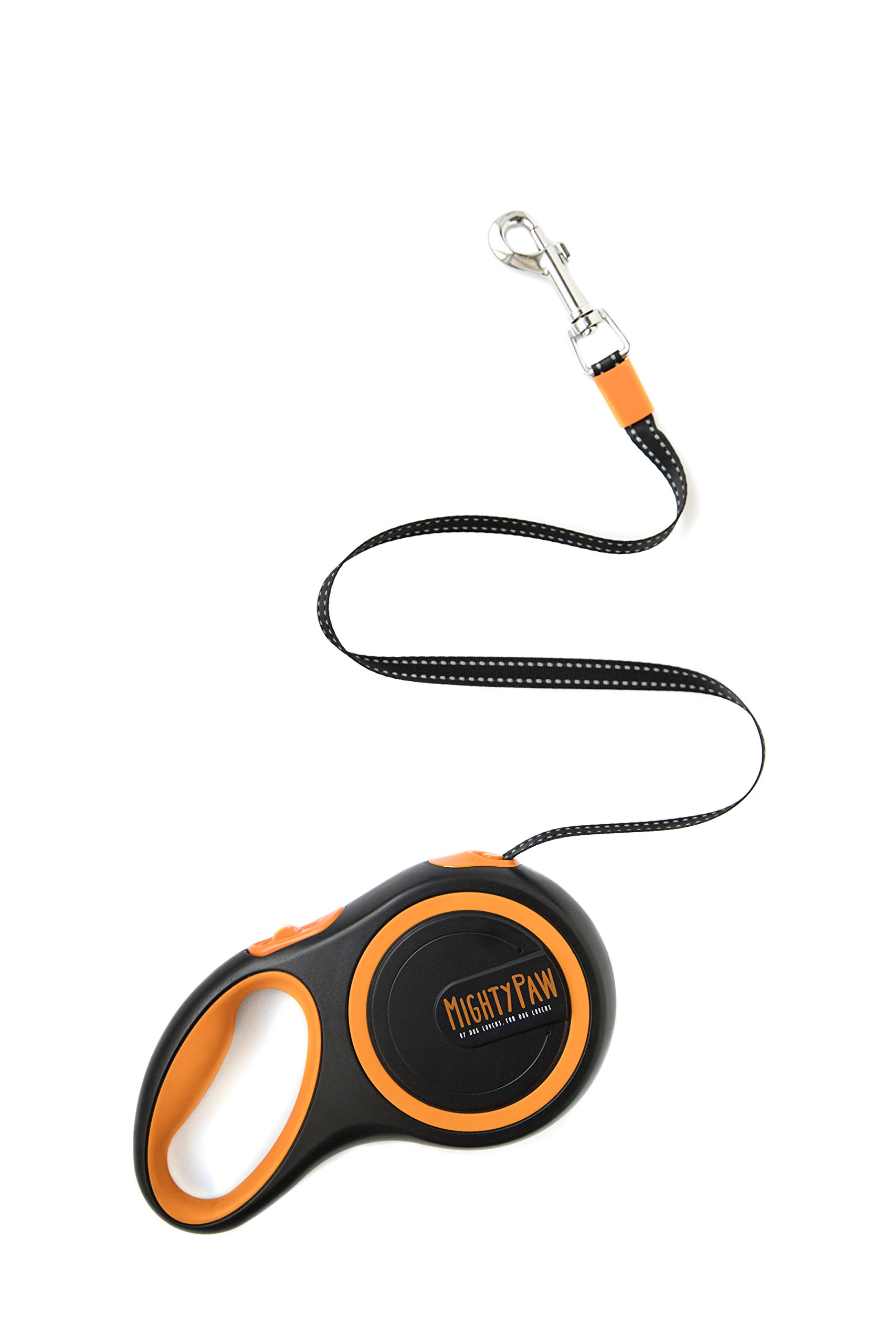 Mighty Paw Retractable Dog Leash - Enhanced Durability with Stainless Steel Coil - Reflective Stitching - One-Touch Lock - Secure Grip Leash - Long Dog Leash - Extend Leash - (Lite, Grey) - Grip Leash