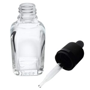 EISCO Heavy Duty Barnes Dropping Bottle, 30ml (1oz) - Transparent Soda Glass - 1ml Capacity Glass Dropper - Screw Cap with & Rubber Bulb