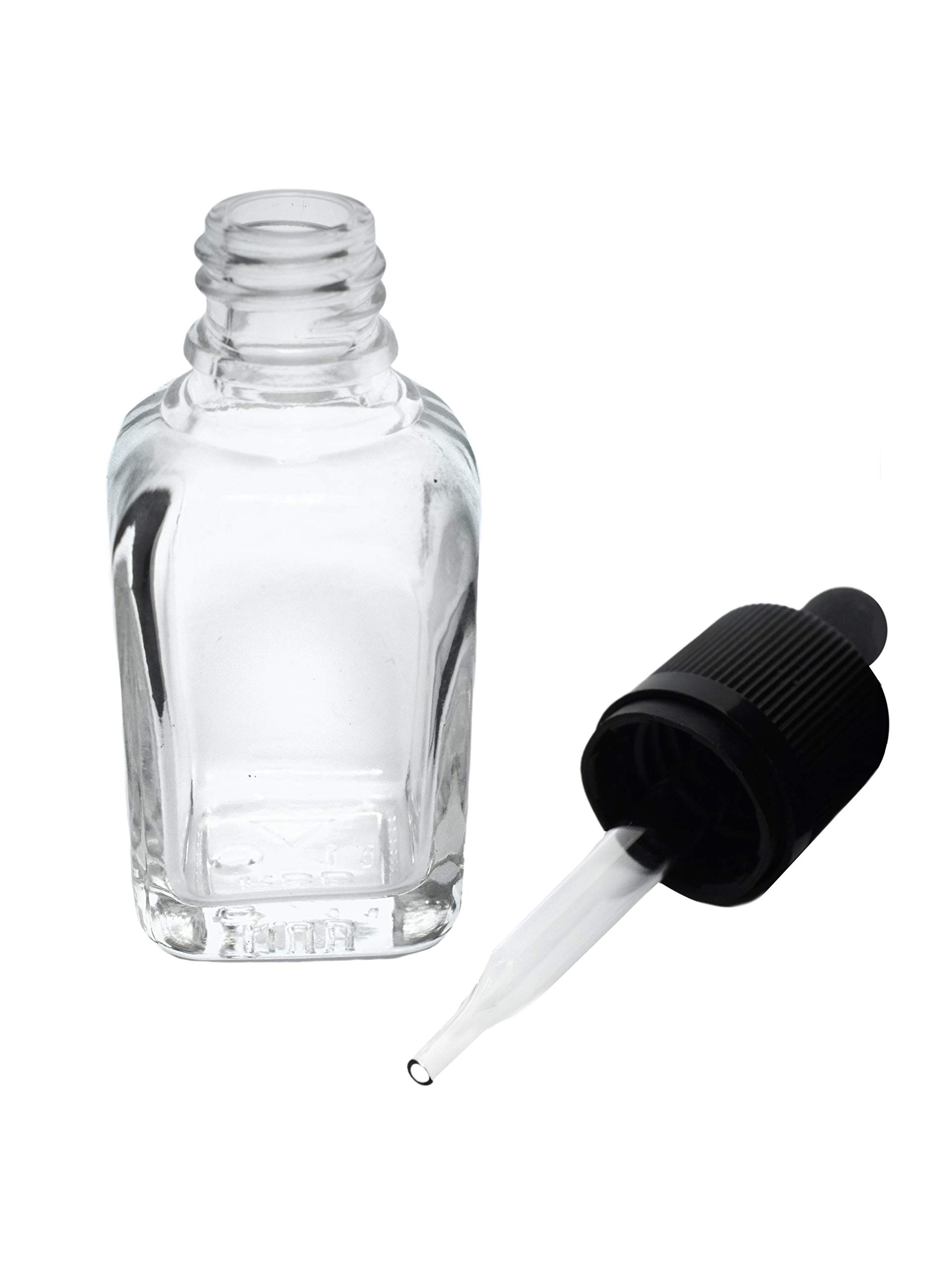 EISCO Heavy Duty Barnes Dropping Bottle, 30ml (1oz) - Transparent Soda Glass - 1ml Capacity Glass Dropper - Screw Cap with & Rubber Bulb