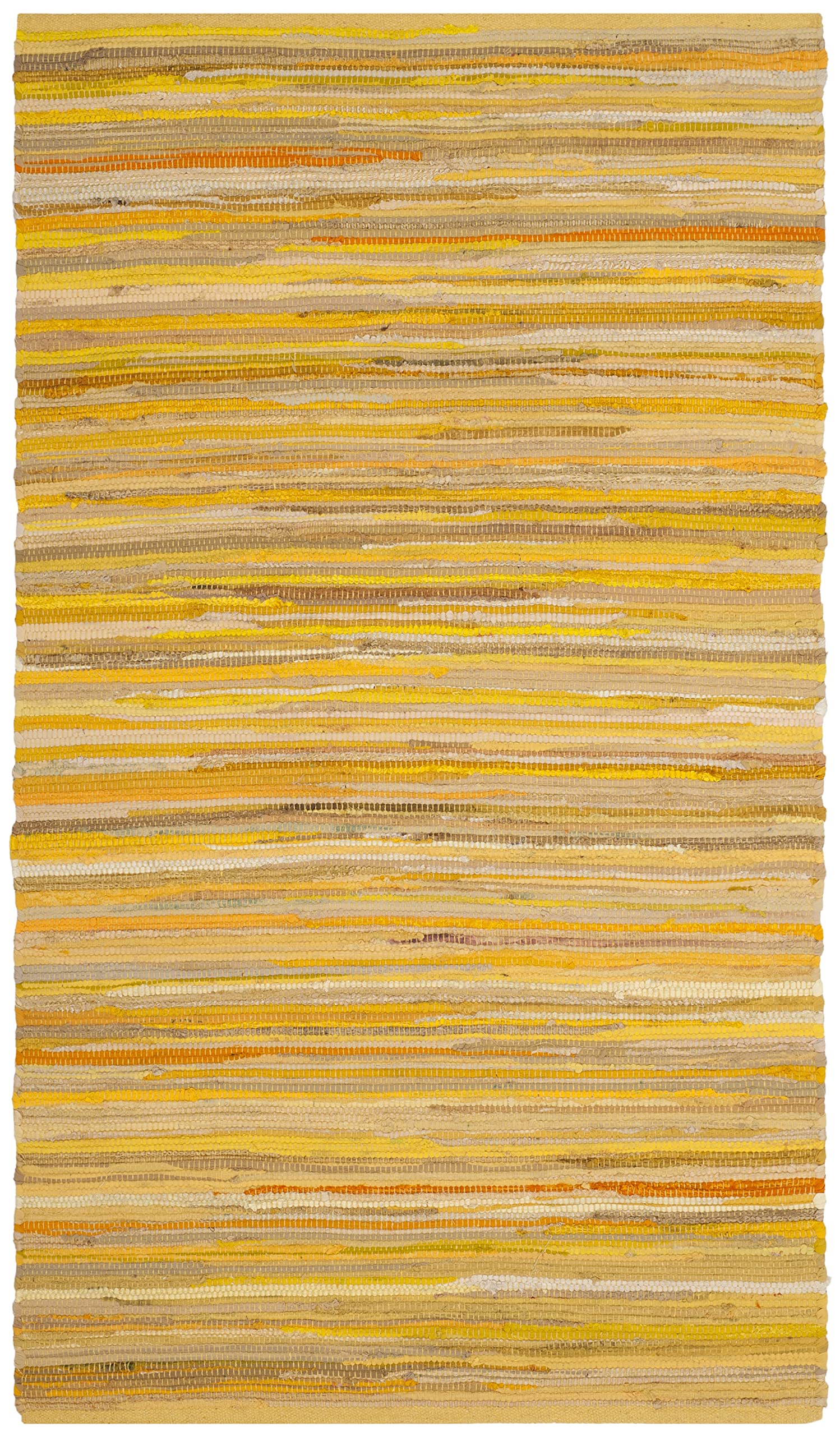 SAFAVIEH Rag Rug Collection Accent Rug - 2'3" x 5', Yellow & Multi, Handmade Boho Stripe Cotton, Ideal for High Traffic Areas in Entryway, Living Room, Bedroom (RAR130H)