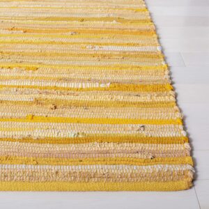 SAFAVIEH Rag Rug Collection Accent Rug - 2'3" x 5', Yellow & Multi, Handmade Boho Stripe Cotton, Ideal for High Traffic Areas in Entryway, Living Room, Bedroom (RAR130H)