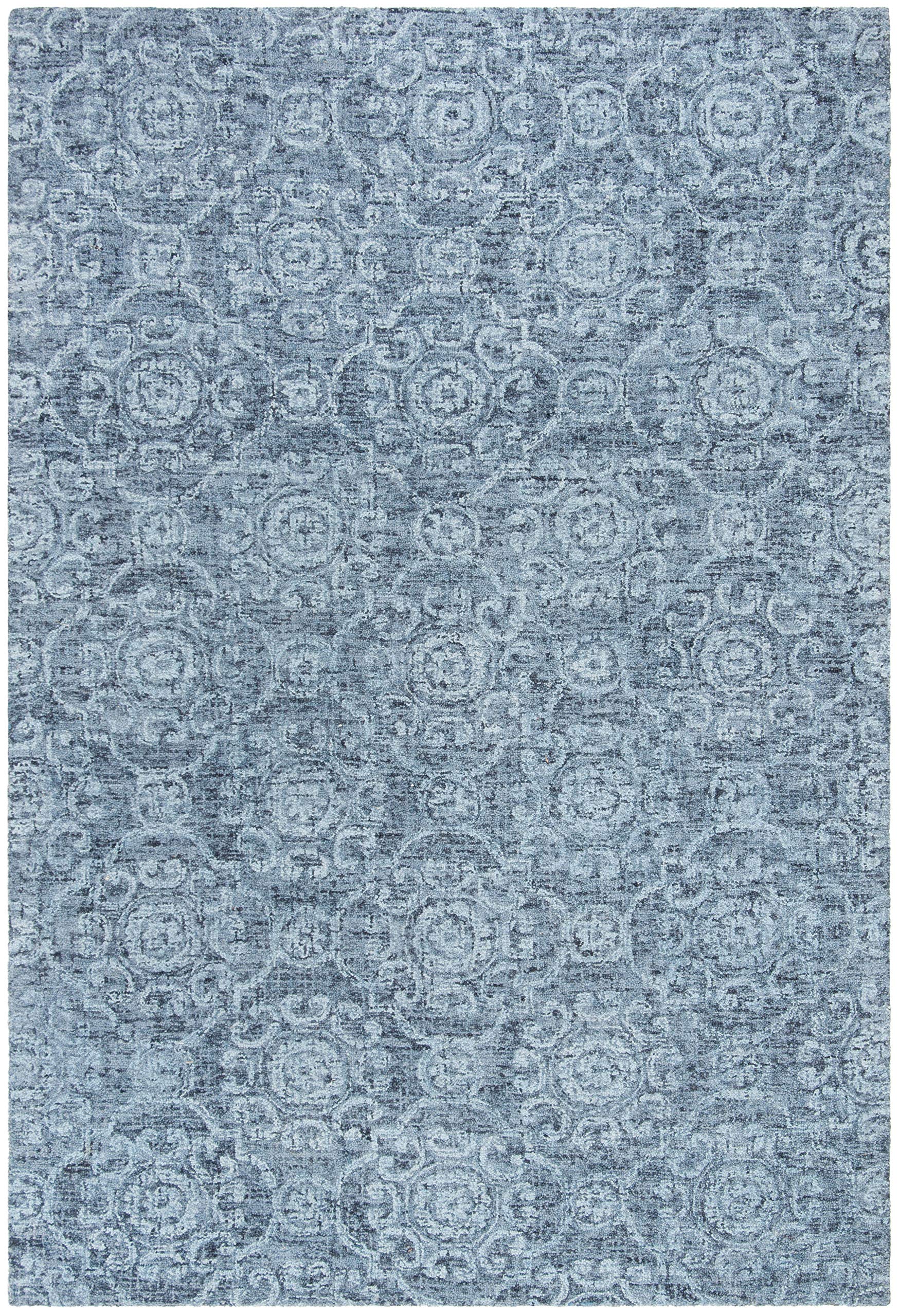 SAFAVIEH Abstract Collection Area Rug - 6' x 9', Blue, Handmade Wool, Ideal for High Traffic Areas in Living Room, Bedroom (ABT207A)