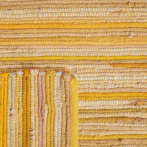 SAFAVIEH Rag Rug Collection Accent Rug - 2'3" x 5', Yellow & Multi, Handmade Boho Stripe Cotton, Ideal for High Traffic Areas in Entryway, Living Room, Bedroom (RAR130H)