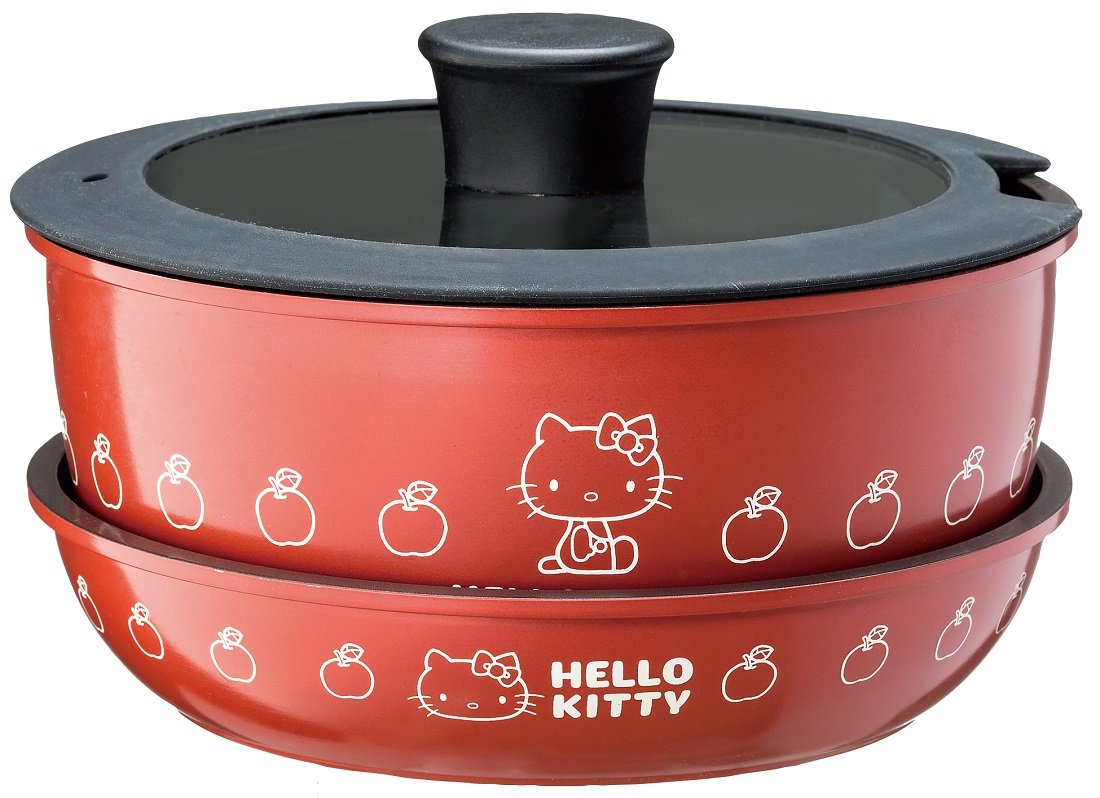 Pot 20cm Frying pan Skater Handle is Out 20cm Glass lid 20cm Handle 4-Piece Set Hello Kitty Sanrio ANFP2