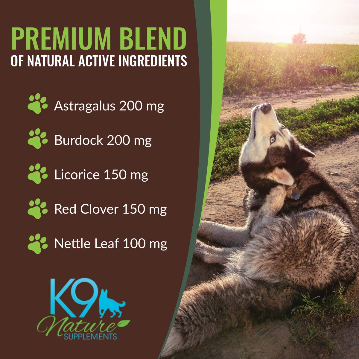 K9 Nature Supplements: All-Clear - Allergy Supplement for Dogs - 45 Chews - Soothing Herbal Formula with Natural Ingredients - Support for Pet’s Seasonal Allergies & Itching - for All Breeds