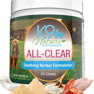 K9 Nature Supplements: All-Clear - Allergy Supplement for Dogs - 45 Chews - Soothing Herbal Formula with Natural Ingredients - Support for Pet’s Seasonal Allergies & Itching - for All Breeds