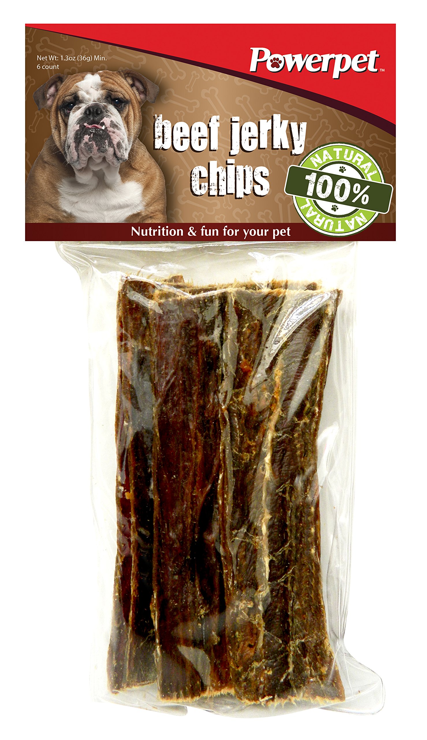 Powerpet 100% All Natural Beef Jerky Chips (6 Count) Treats