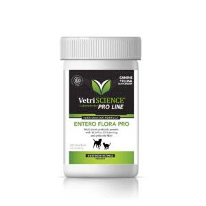 vetriscience entero flora pro - pet-friendly probiotics powder for dogs & cats - gut flora maintenance & health supplement for pets - probiotic blend with fiber for digestive balance - 2.12 oz