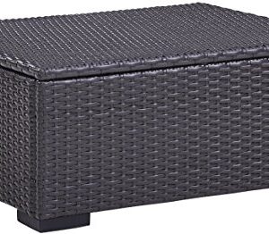 Crosley Furniture Biscayne Wicker Outdoor Ottoman Foot Rest for Patio, Deck, Porch, Brown with Mist Cushions