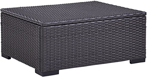 Crosley Furniture Biscayne Wicker Outdoor Ottoman Foot Rest for Patio, Deck, Porch, Brown with Mist Cushions