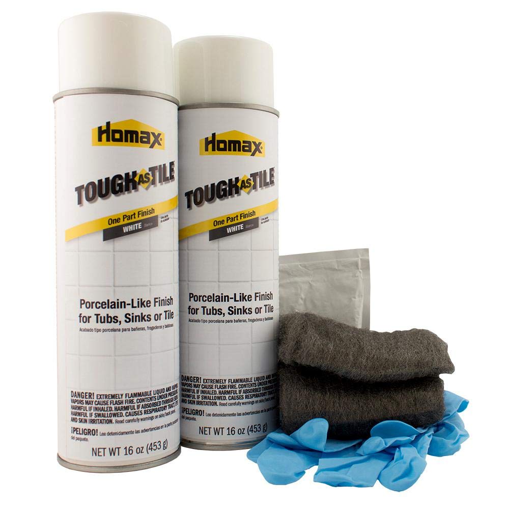 Homax 41072031530 Tough As Tile Tub, Sink, and Tile Refinishing Kit, Aerosol, White, 32 oz