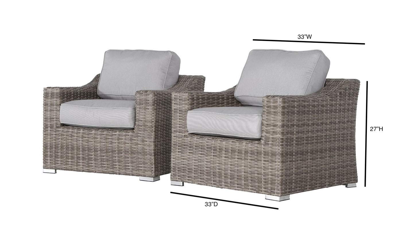 Century Modern Outdoor Marina Collection Patio Sofa Set, All Weather Wicker Rattan Outdoor Seating Aluminium Frame Resort Grade Furniture with Cushioned Seat by 2 Piece [CM-4900] (Club Chair)