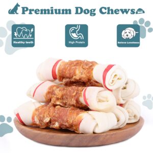 Pawant Chicken Wrapped Bone for Large Dog Treats Puppy Chews Snacks Promotes Healthy Chewing Chicken Wrapped Knot 6.5" 1lb