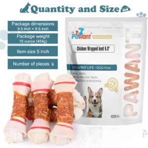 Pawant Chicken Wrapped Bone for Large Dog Treats Puppy Chews Snacks Promotes Healthy Chewing Chicken Wrapped Knot 6.5" 1lb