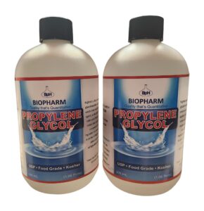 propylene glycol usp, kosher, food grade, twin pack: 500 ml (16.9 fl oz, 1.06 pint) each