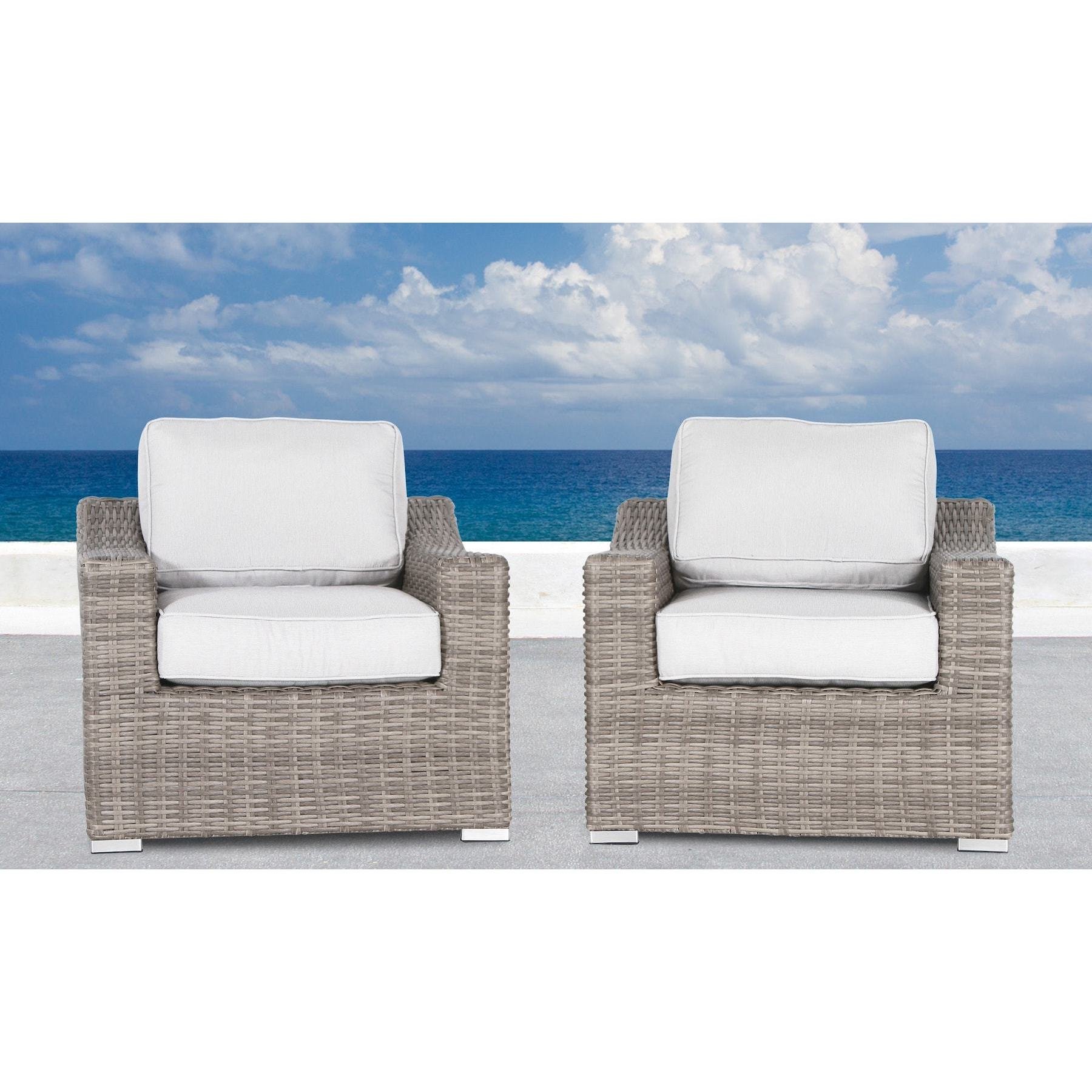 Century Modern Outdoor Marina Collection Patio Sofa Set, All Weather Wicker Rattan Outdoor Seating Aluminium Frame Resort Grade Furniture with Cushioned Seat by 2 Piece [CM-4900] (Club Chair)