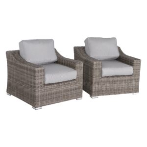 century modern outdoor marina collection patio sofa set, all weather wicker rattan outdoor seating aluminium frame resort grade furniture with cushioned seat by 2 piece [cm-4900] (club chair)