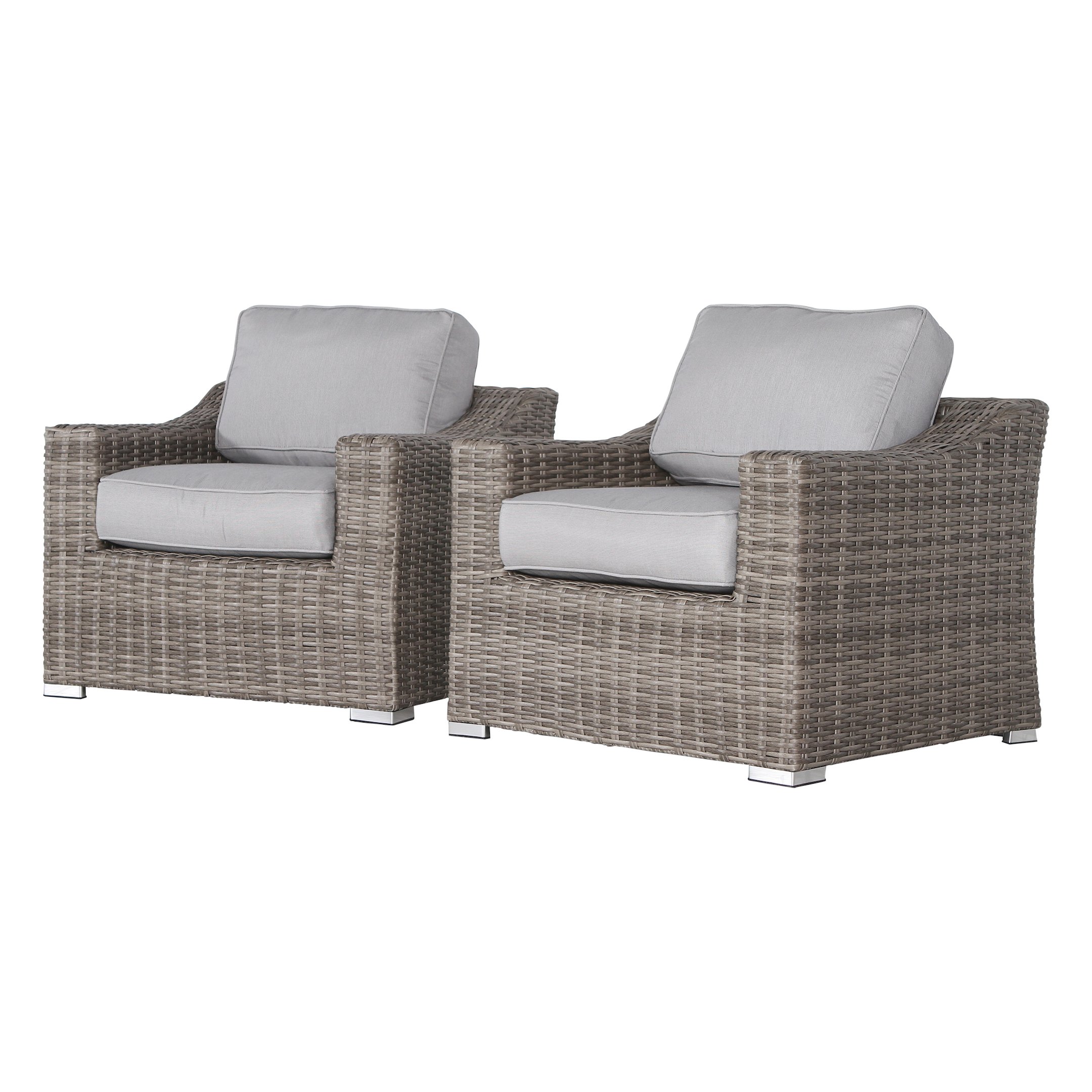 Century Modern Outdoor Marina Collection Patio Sofa Set, All Weather Wicker Rattan Outdoor Seating Aluminium Frame Resort Grade Furniture with Cushioned Seat by 2 Piece [CM-4900] (Club Chair)