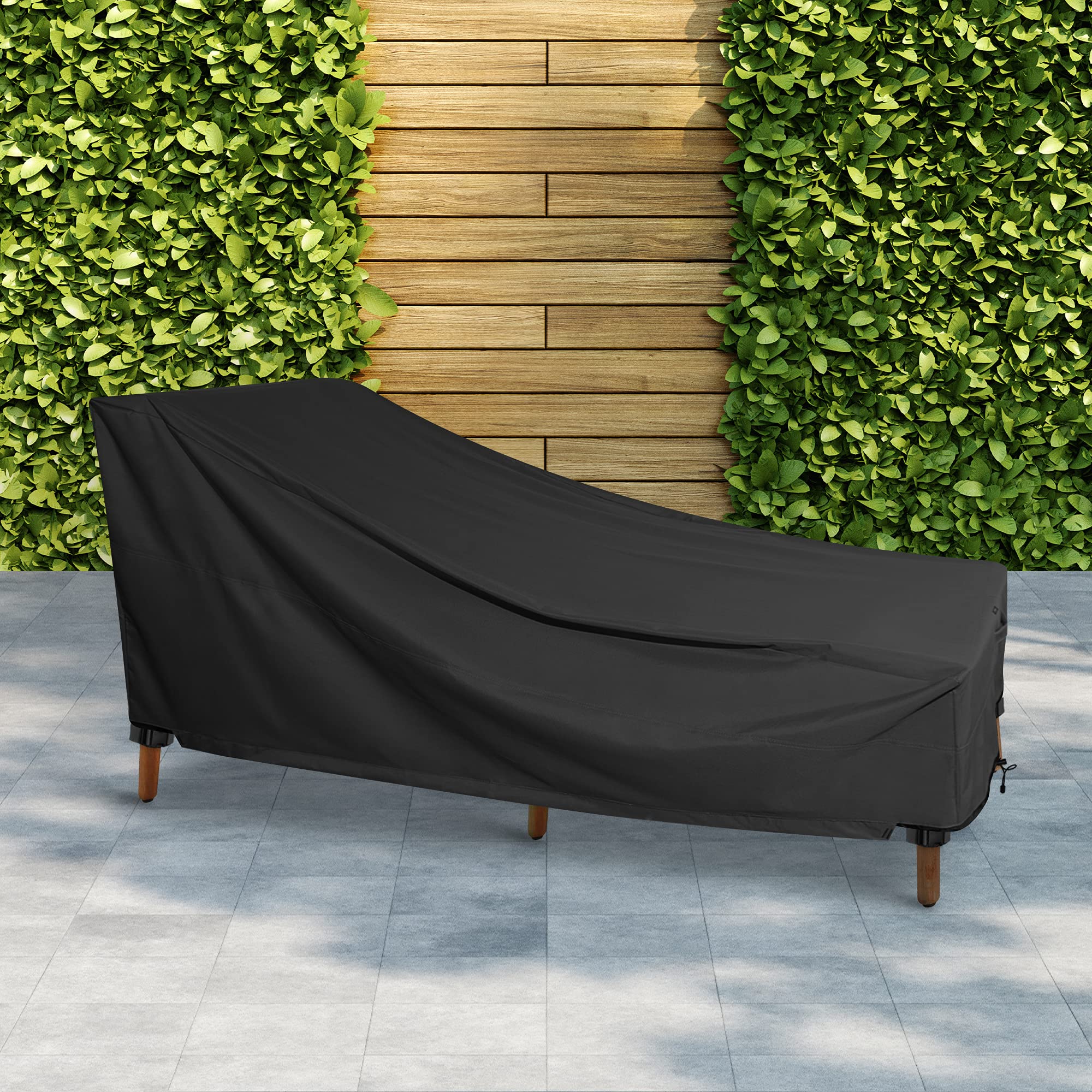 Chaise Lounge Cover - KHOMO GEAR - Panther Series - Heavy Duty Patio Furniture Cover - Black Outdoor