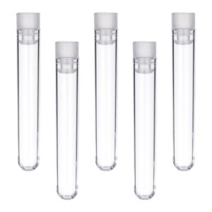 hicarer 50 pieces clear plastic test tubes 12 by 75 mm with push caps, 5 ml