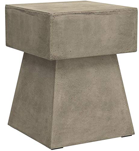 SAFAVIEH Outdoor Collection Zen Mushroom Modern Dark Grey Concrete Accent Table (Fully Assembled)