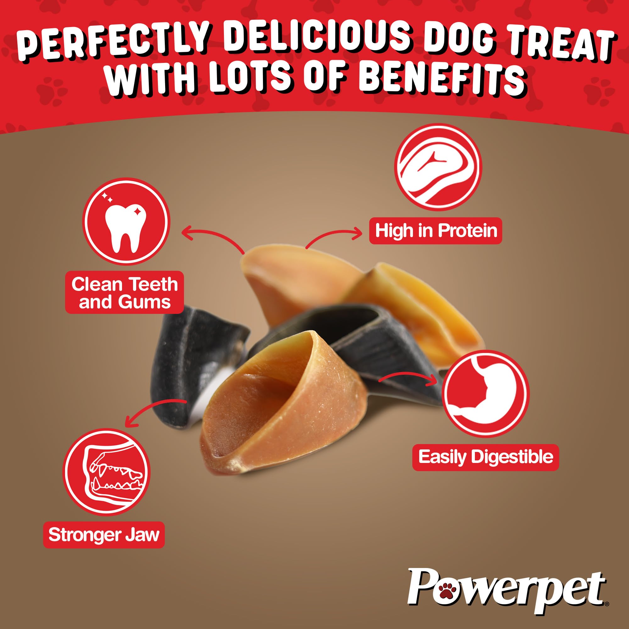 Powerpet 100% Natural Cow Hooves for Dogs – Durable Chews & Dental Treats for All Dog Breeds & Sizes, Helps Reduce Tartar & Boredom, Large Hoofs for Chewing, Supports Clean Teeth & Gums, 20 Pack