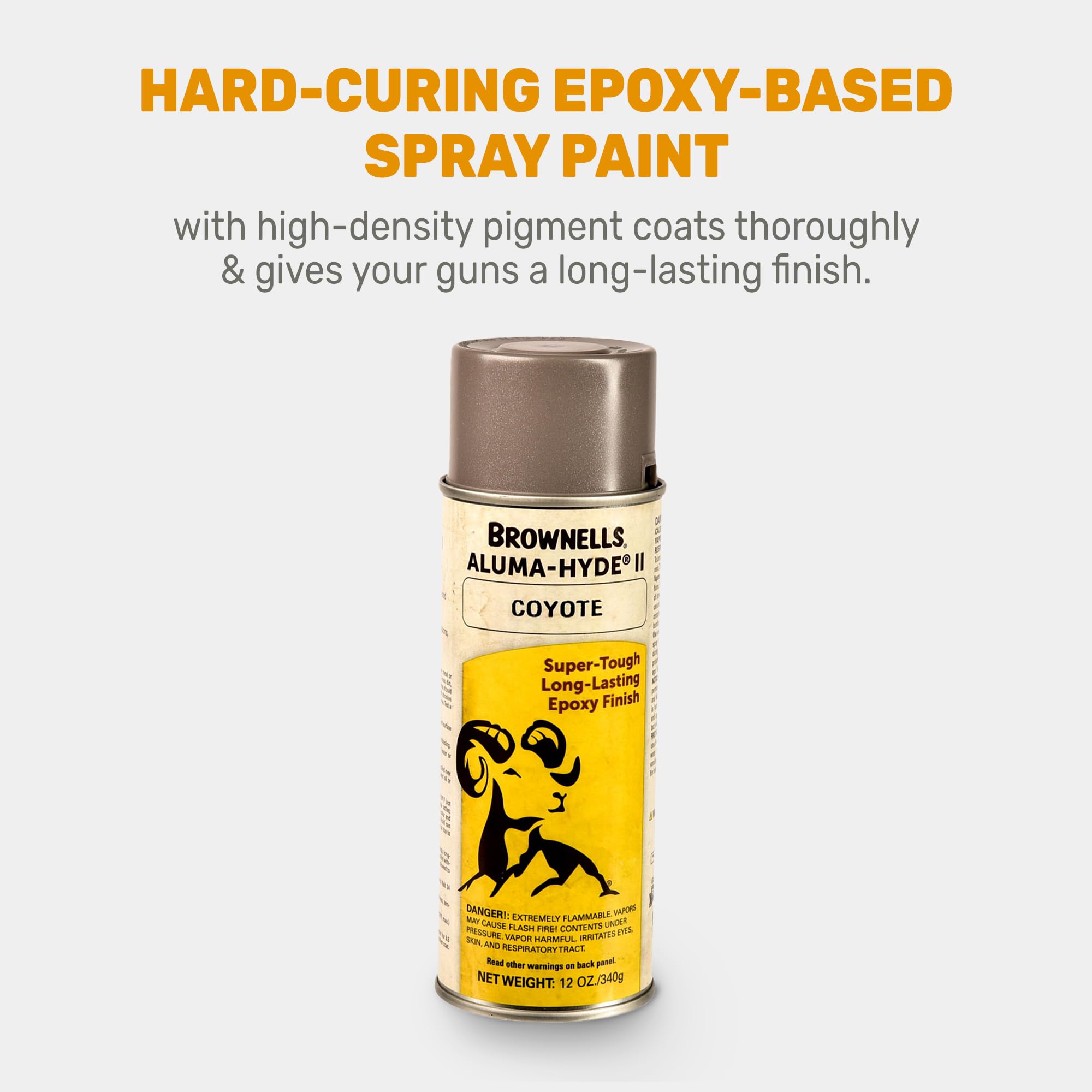 Brownells Aluma-Hyde II Epoxy Based Firearm Finish Spray Coating Protection Paint, Aerosol Can, 12 oz. (340g) Coyote