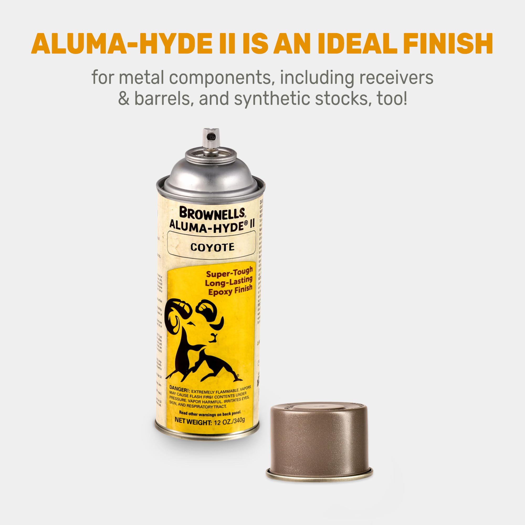 Brownells Aluma-Hyde II Epoxy Based Firearm Finish Spray Coating Protection Paint, Aerosol Can, 12 oz. (340g) Coyote